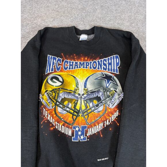 Vintage 1995 NFC Championship Texas Stadium NFL Crewneck Sweatshirt Men XL Black - Picture 3 of 6